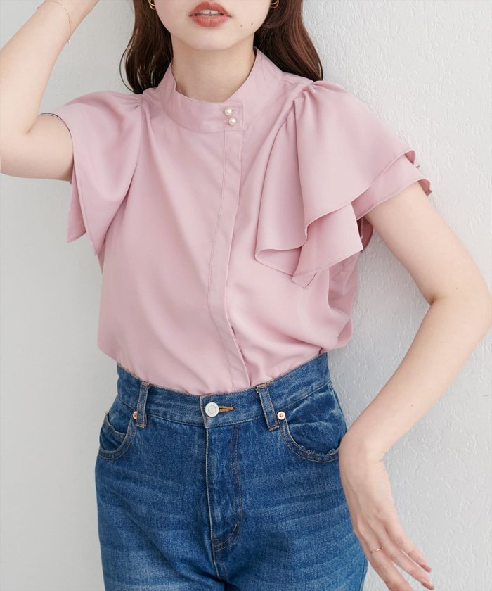 ナイスクラップ NICE CLAUP 【natural couture】ラッフルフリルフロントアシメブラウス （OFF） OFF