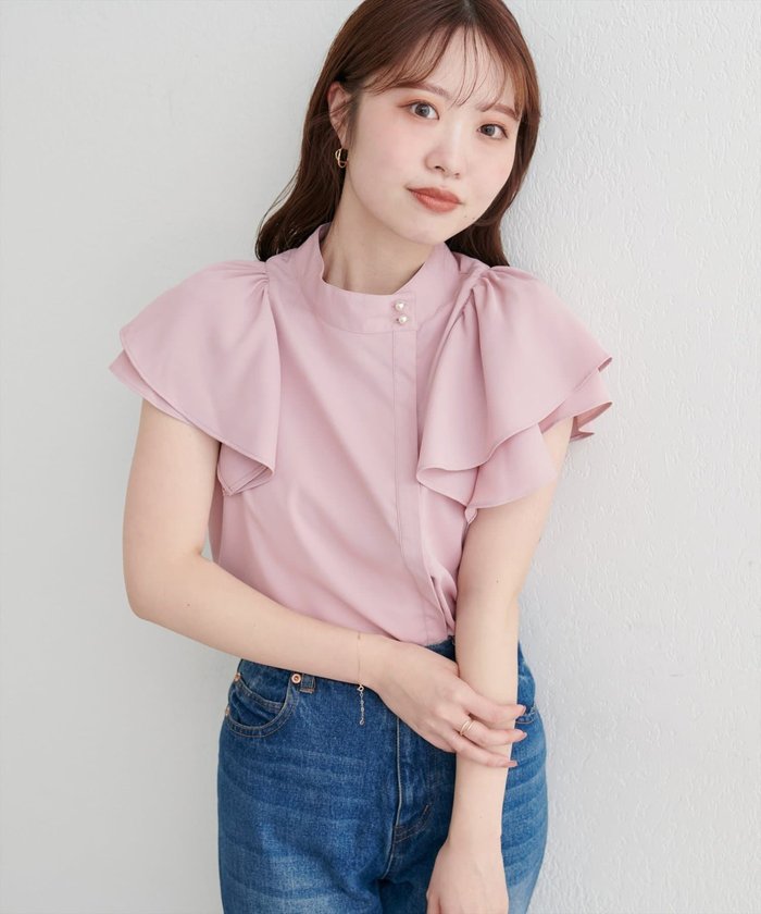 ナイスクラップ NICE CLAUP 【natural couture】ラッフルフリルフロントアシメブラウス （OFF） OFF