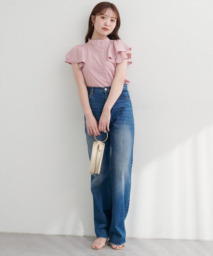 ナイスクラップ NICE CLAUP 【natural couture】ラッフルフリルフロントアシメブラウス （OFF） OFF