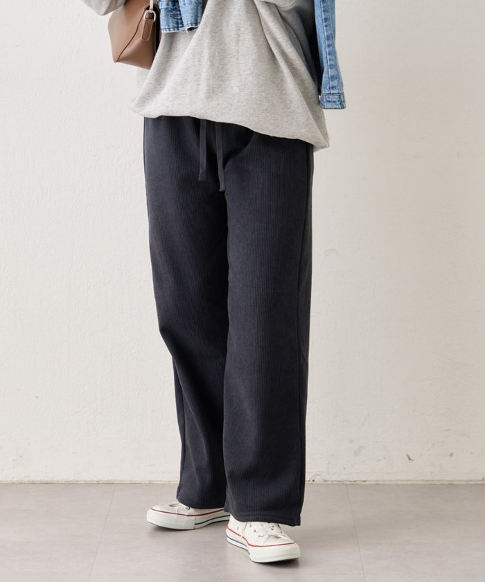 ナイスクラップ NICE CLAUP 【裏ベロアであたたか！】コール天イージーパンツ （CGY） CGY