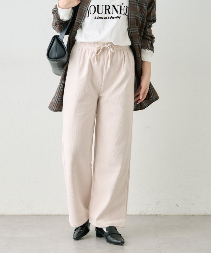 ナイスクラップ NICE CLAUP 【裏ベロアであたたか！】コール天イージーパンツ （CGY） CGY