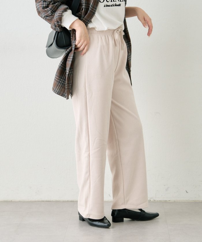 ナイスクラップ NICE CLAUP 【裏ベロアであたたか！】コール天イージーパンツ （CGY） CGY