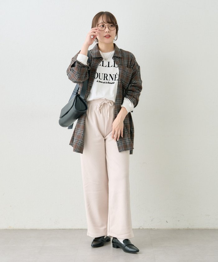 ナイスクラップ NICE CLAUP 【裏ベロアであたたか！】コール天イージーパンツ （CGY） CGY