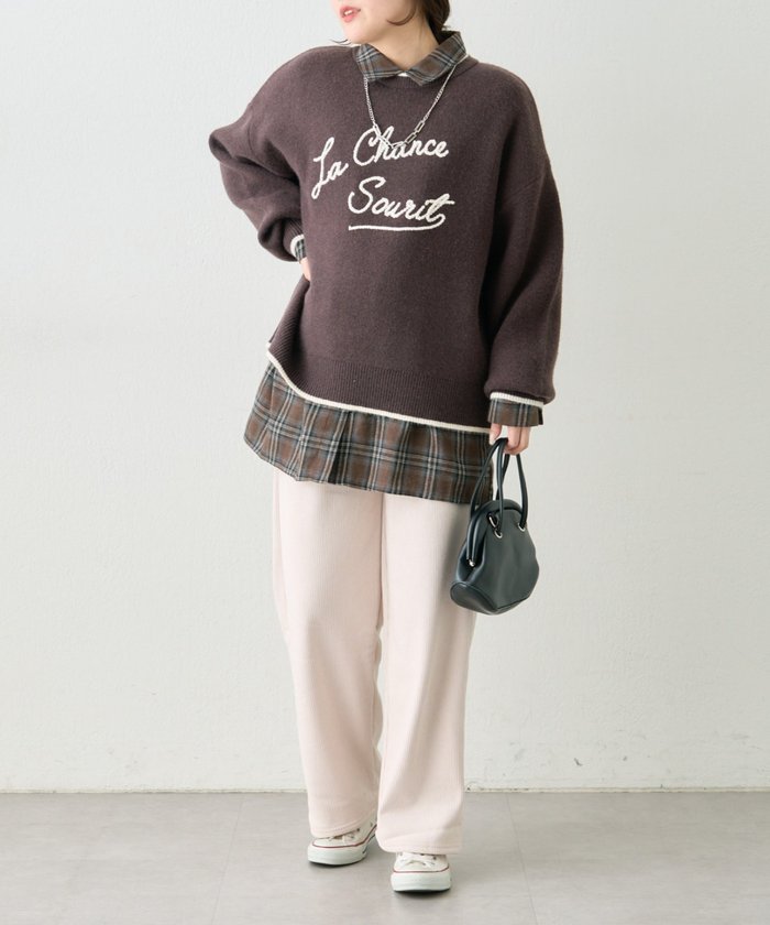 ナイスクラップ NICE CLAUP 【裏ベロアであたたか！】コール天イージーパンツ （CGY） CGY