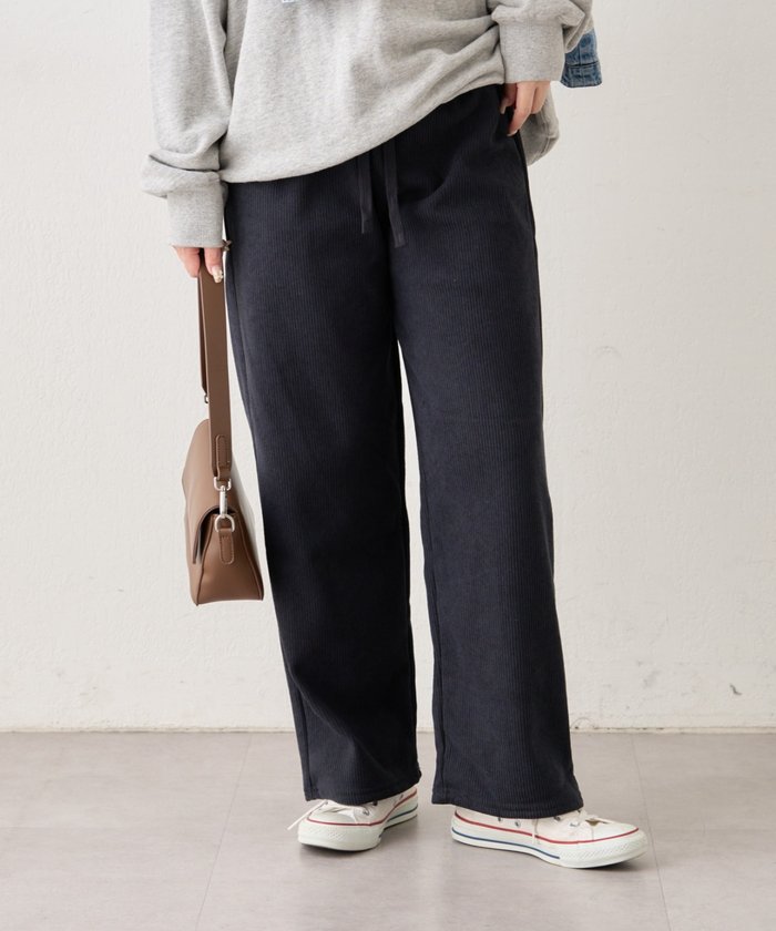 ナイスクラップ NICE CLAUP 【裏ベロアであたたか！】コール天イージーパンツ （CGY） CGY