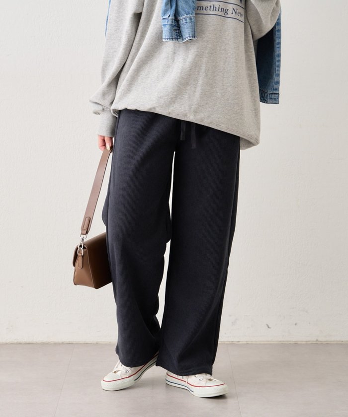 ナイスクラップ NICE CLAUP 【裏ベロアであたたか！】コール天イージーパンツ （CGY） CGY