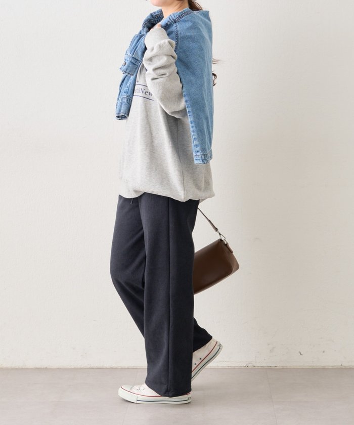 ナイスクラップ NICE CLAUP 【裏ベロアであたたか！】コール天イージーパンツ （CGY） CGY