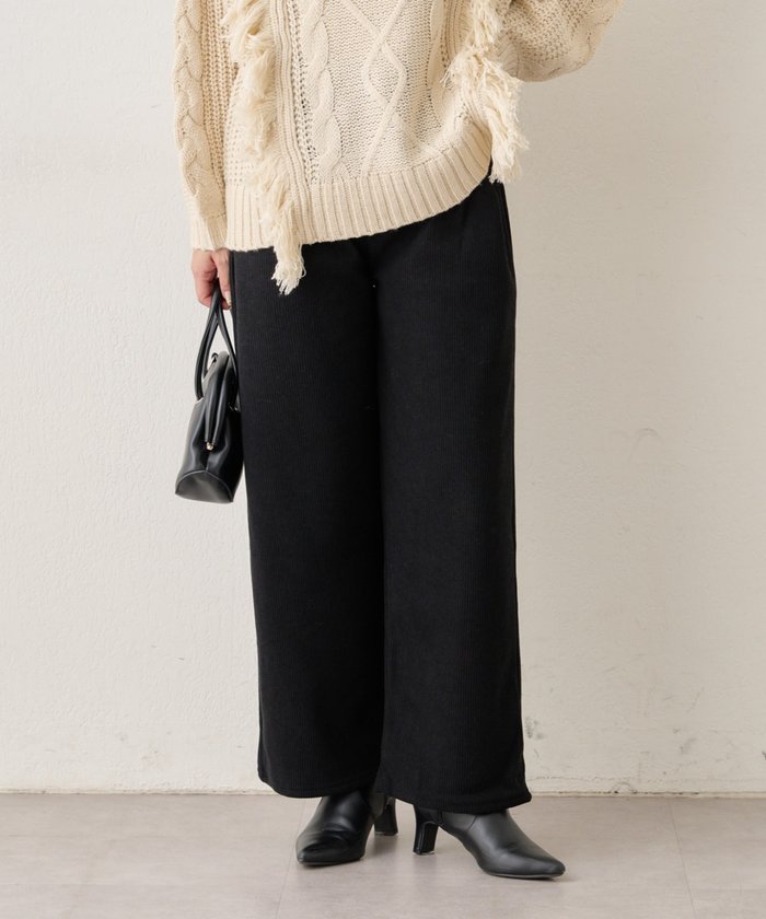 ナイスクラップ NICE CLAUP 【裏ベロアであたたか！】コール天イージーパンツ （CGY） CGY