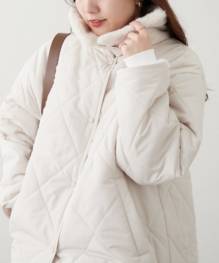 ナイスクラップ NICE CLAUP ファー衿キルティングコート （BE） BE