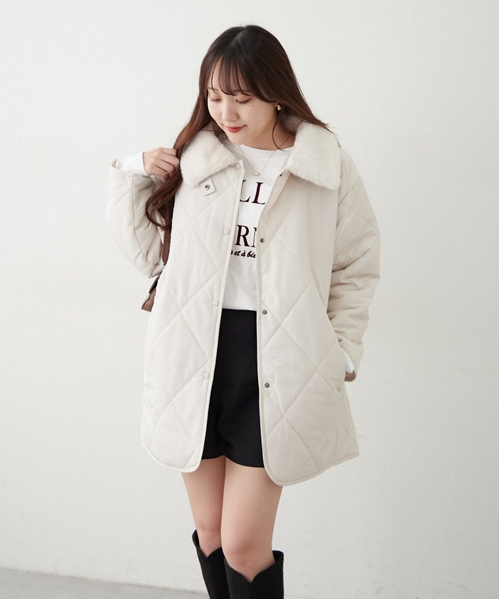 ナイスクラップ NICE CLAUP ファー衿キルティングコート （BE） BE