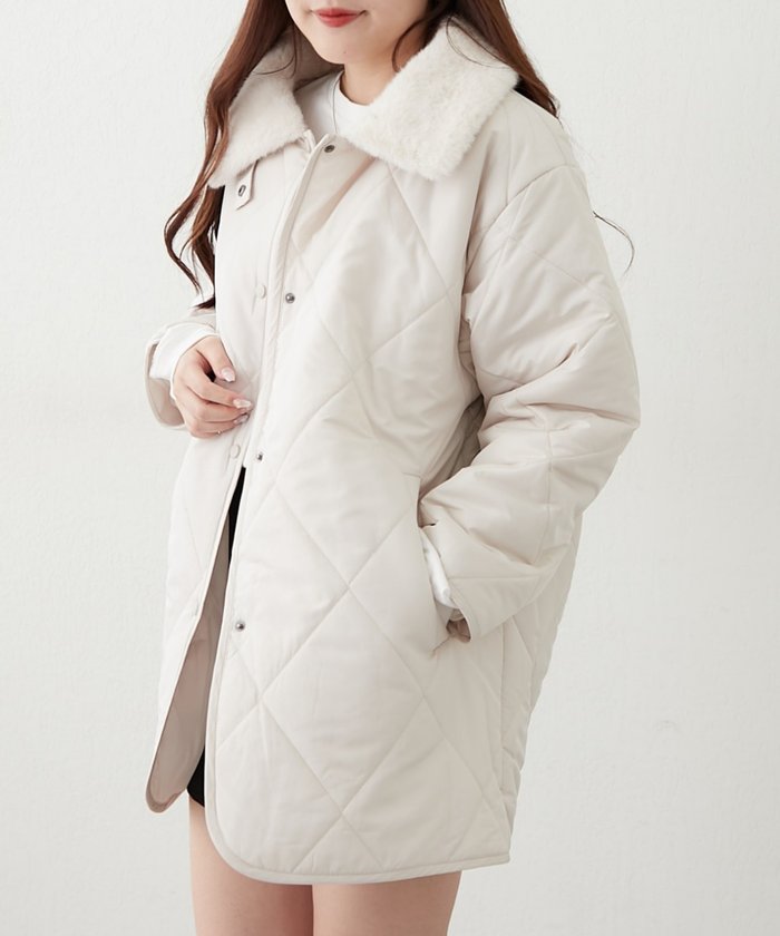 ナイスクラップ NICE CLAUP ファー衿キルティングコート （BE） BE