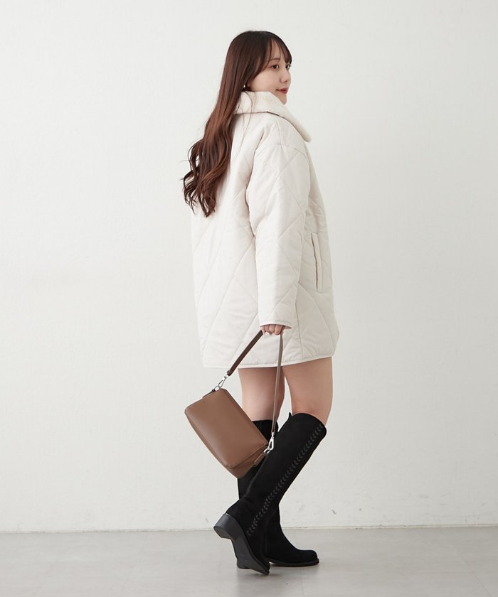 ナイスクラップ NICE CLAUP ファー衿キルティングコート （BE） BE