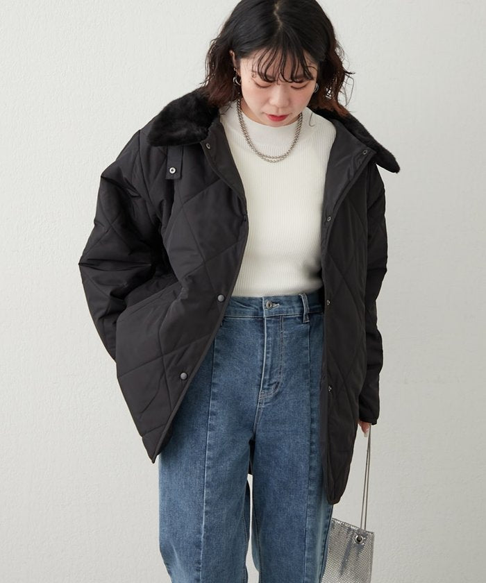 ナイスクラップ NICE CLAUP ファー衿キルティングコート （BE） BE