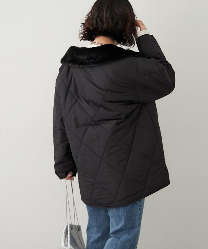 ナイスクラップ NICE CLAUP ファー衿キルティングコート （BE） BE