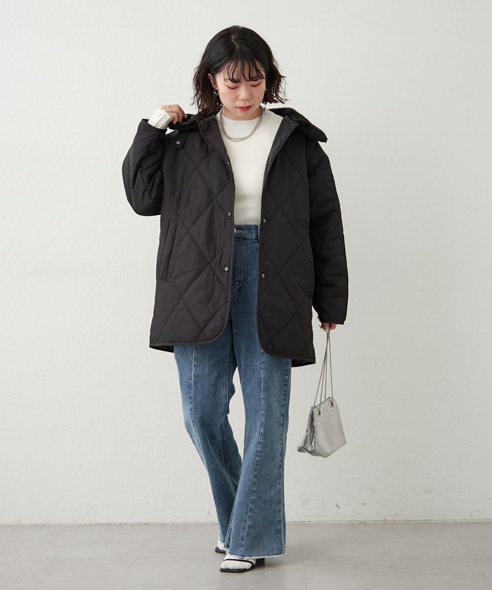 ナイスクラップ NICE CLAUP ファー衿キルティングコート （BE） BE