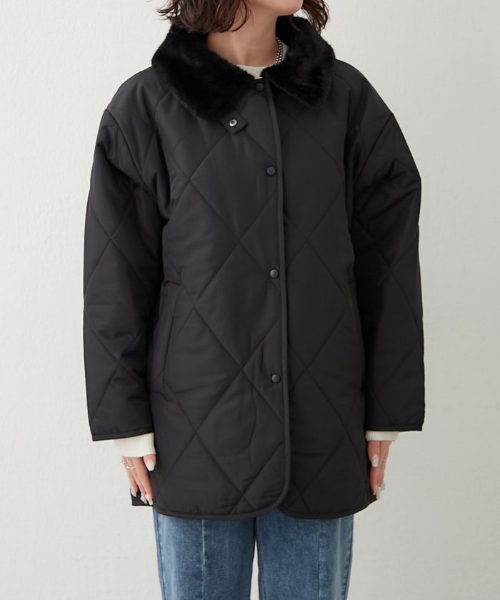 ナイスクラップ NICE CLAUP ファー衿キルティングコート （BE） BE