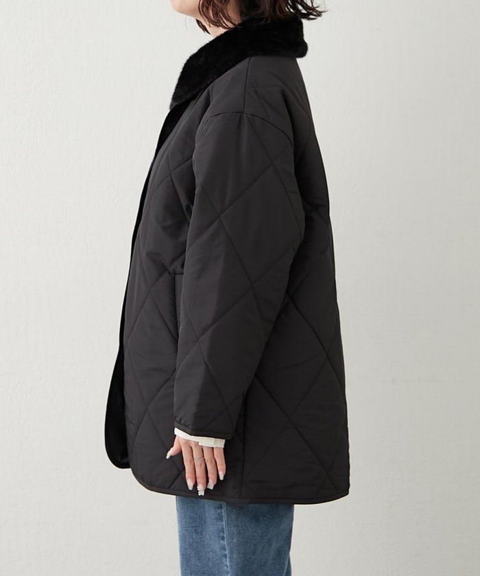 ナイスクラップ NICE CLAUP ファー衿キルティングコート （BE） BE