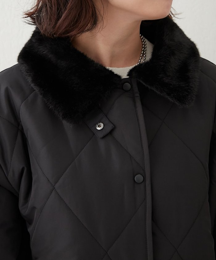 ナイスクラップ NICE CLAUP ファー衿キルティングコート （BE） BE