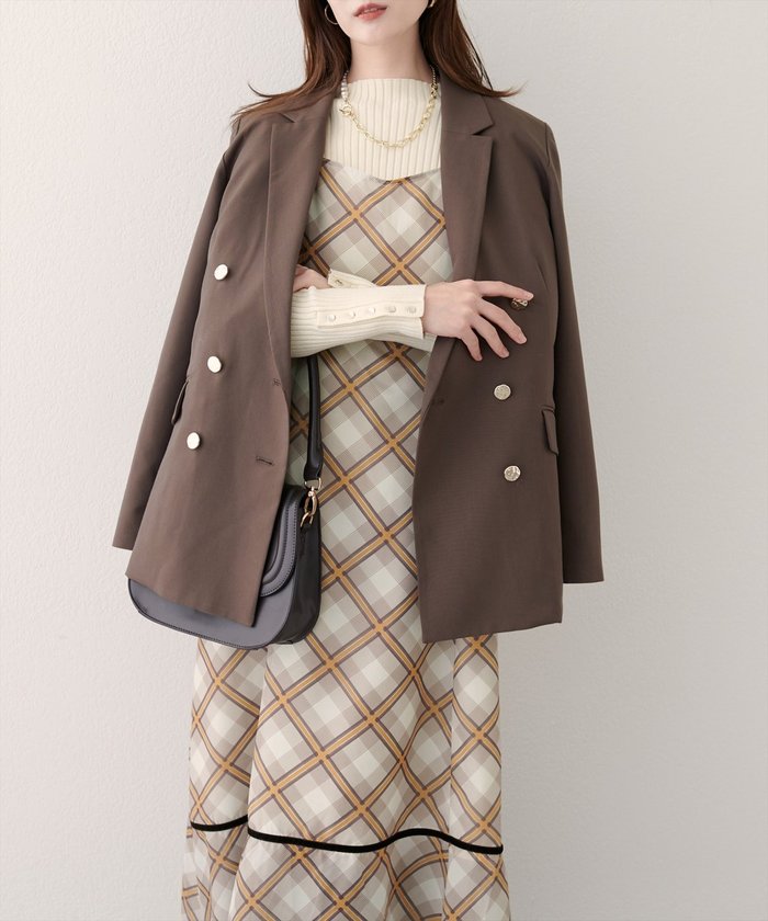 ナイスクラップ NICE CLAUP 【natural couture】ベロア切り替えキャミワンピース （BRM） BRM