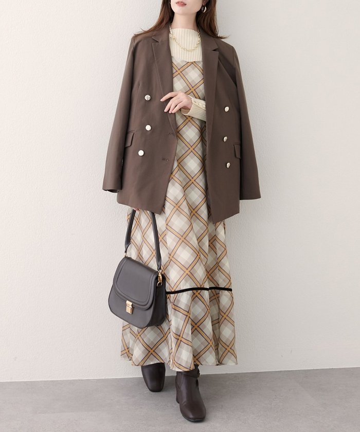 ナイスクラップ NICE CLAUP 【natural couture】ベロア切り替えキャミワンピース （BRM） BRM