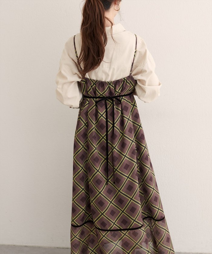 ナイスクラップ NICE CLAUP 【natural couture】ベロア切り替えキャミワンピース （BRM） BRM