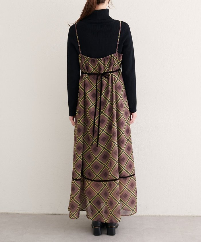 ナイスクラップ NICE CLAUP 【natural couture】ベロア切り替えキャミワンピース （BRM） BRM