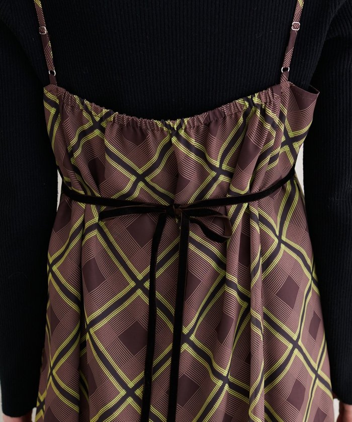 ナイスクラップ NICE CLAUP 【natural couture】ベロア切り替えキャミワンピース （BRM） BRM