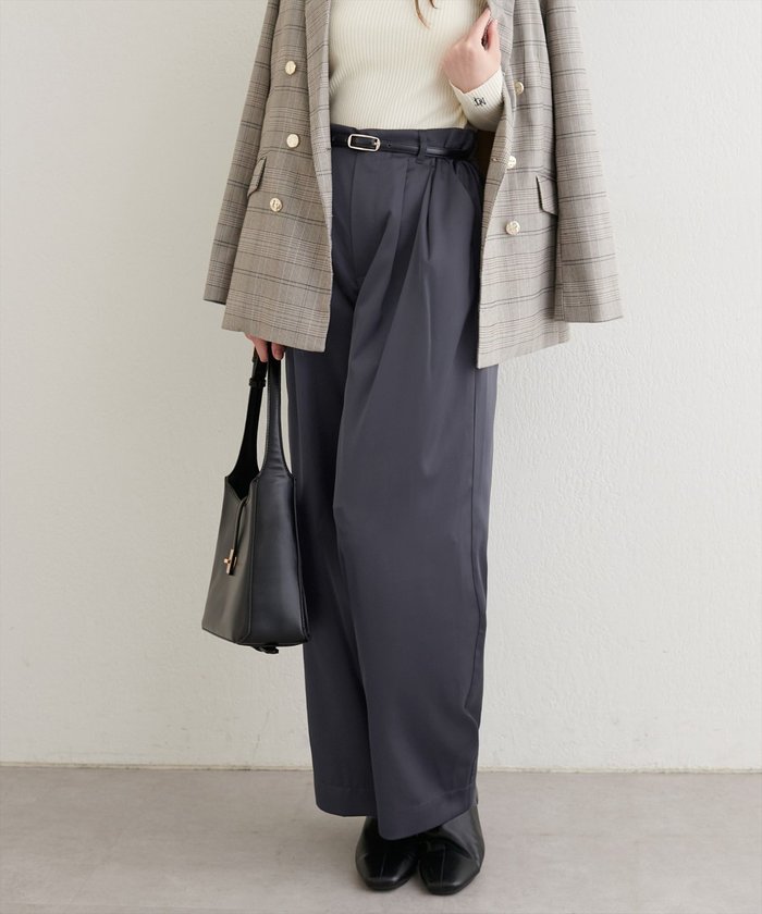 ナイスクラップ NICE CLAUP 【natural couture】タックサテンパンツ （CGY） CGY