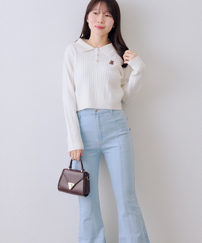 ナイスクラップ NICE CLAUP 【RMAF】くま刺繍ケーブルポロ （BRD） BRD