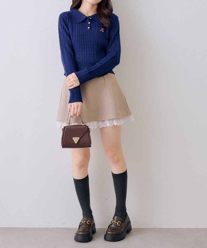 ナイスクラップ NICE CLAUP 【RMAF】くま刺繍ケーブルポロ （BRD） BRD