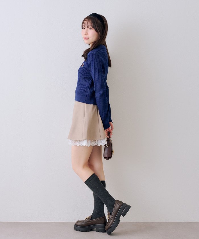 ナイスクラップ NICE CLAUP 【RMAF】くま刺繍ケーブルポロ （BRD） BRD