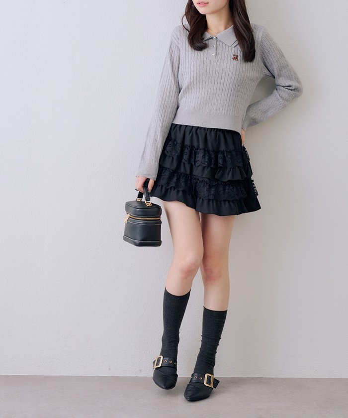 ナイスクラップ NICE CLAUP 【RMAF】くま刺繍ケーブルポロ （BRD） BRD