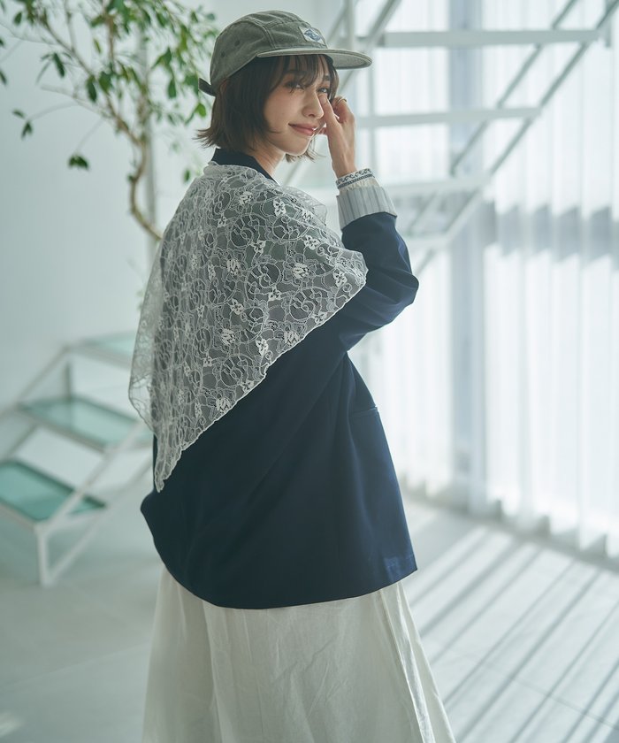 ナイスクラップ NICE CLAUP レースSET、BIGテーラードジャケット （NVY） NVY