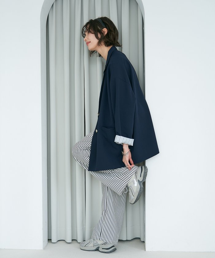 ナイスクラップ NICE CLAUP レースSET、BIGテーラードジャケット （NVY） NVY