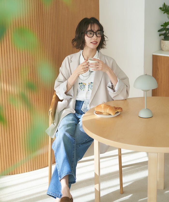 ナイスクラップ NICE CLAUP レースSET、BIGテーラードジャケット （NVY） NVY