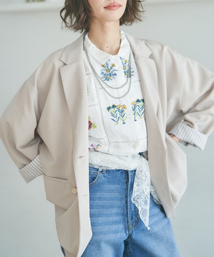 ナイスクラップ NICE CLAUP レースSET、BIGテーラードジャケット （NVY） NVY