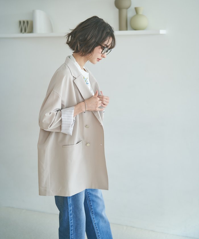 ナイスクラップ NICE CLAUP レースSET、BIGテーラードジャケット （NVY） NVY