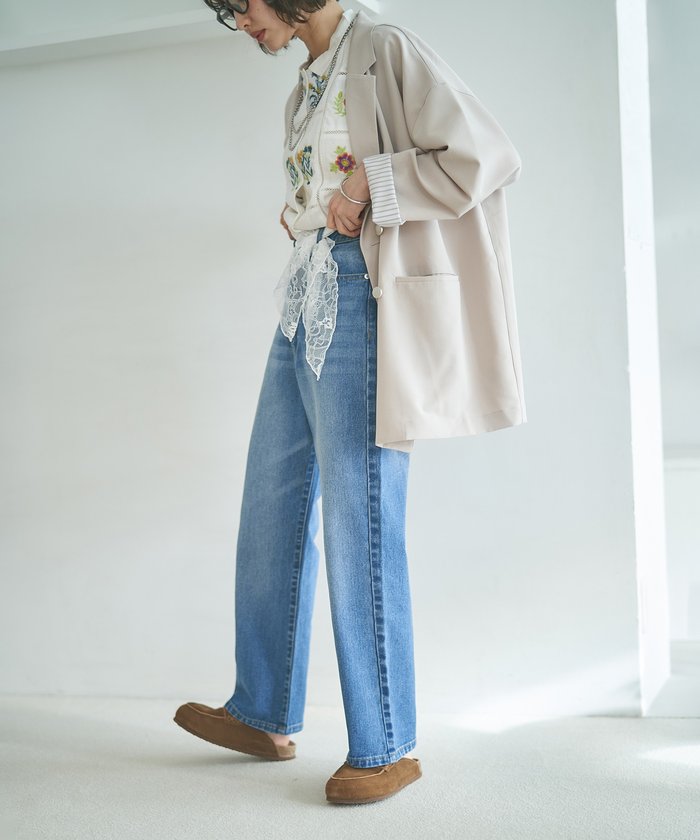 ナイスクラップ NICE CLAUP レースSET、BIGテーラードジャケット （NVY） NVY