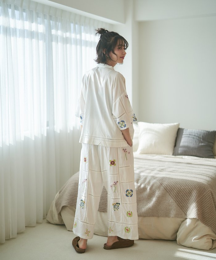 ナイスクラップ NICE CLAUP 【nane】【India series】刺繍パンツ （BK） BK