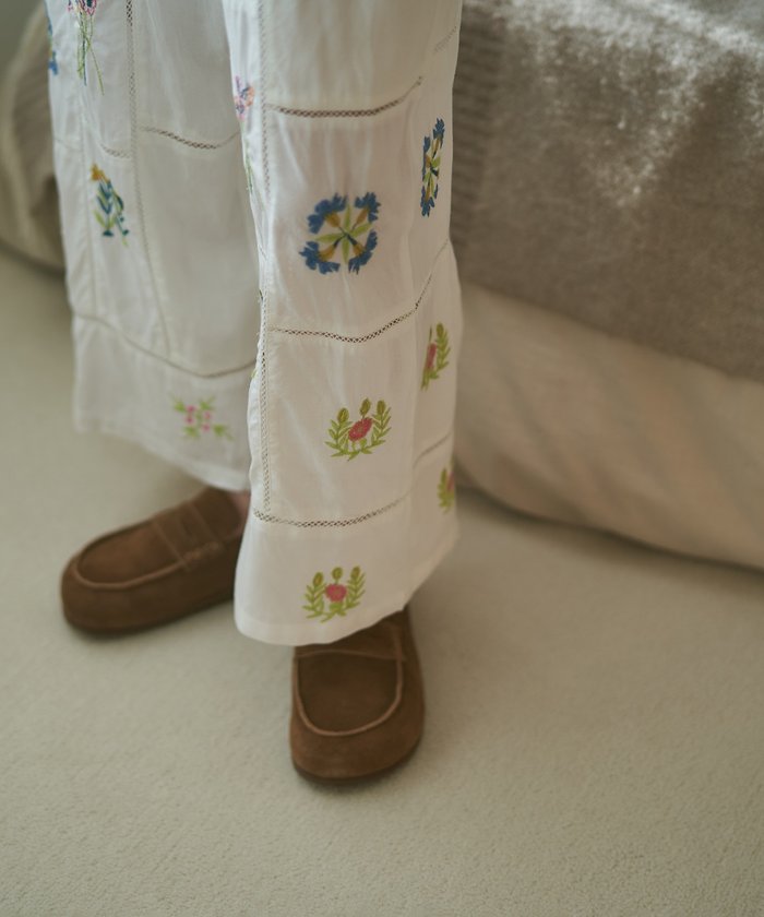ナイスクラップ NICE CLAUP 【nane】【India series】刺繍パンツ （BK） BK