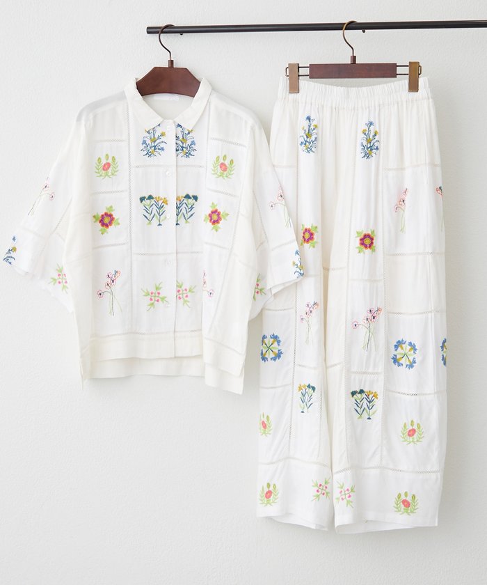 ナイスクラップ NICE CLAUP 【nane】【India series】刺繍パンツ （BK） BK