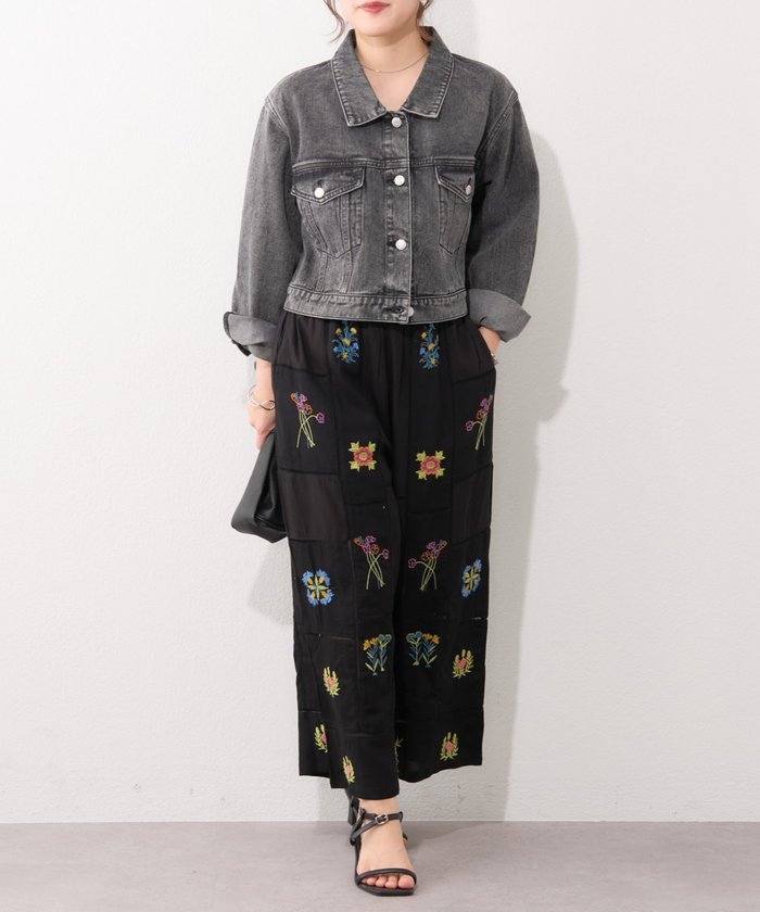 ナイスクラップ NICE CLAUP 【nane】【India series】刺繍パンツ （BK） BK