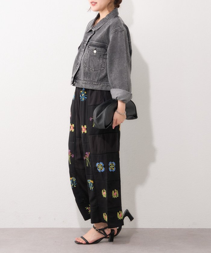 ナイスクラップ NICE CLAUP 【nane】【India series】刺繍パンツ （BK） BK