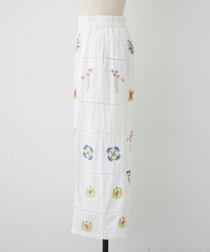 ナイスクラップ NICE CLAUP 【nane】【India series】刺繍パンツ （BK） BK