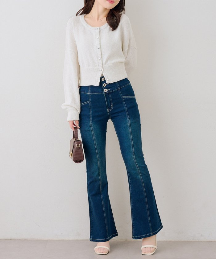 ナイスクラップ NICE CLAUP 後レースアップフレアパンツ （BL） BL