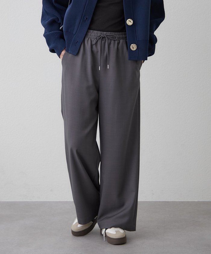 ナイスクラップ NICE CLAUP らくちんな着心地、リラックスイージーワイドパンツ （GY） GY