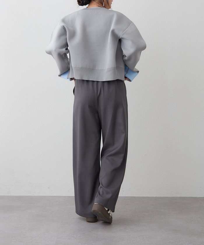 ナイスクラップ NICE CLAUP らくちんな着心地、リラックスイージーワイドパンツ （GY） GY