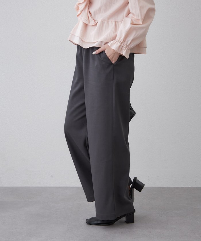 ナイスクラップ NICE CLAUP らくちんな着心地、リラックスイージーワイドパンツ （GY） GY