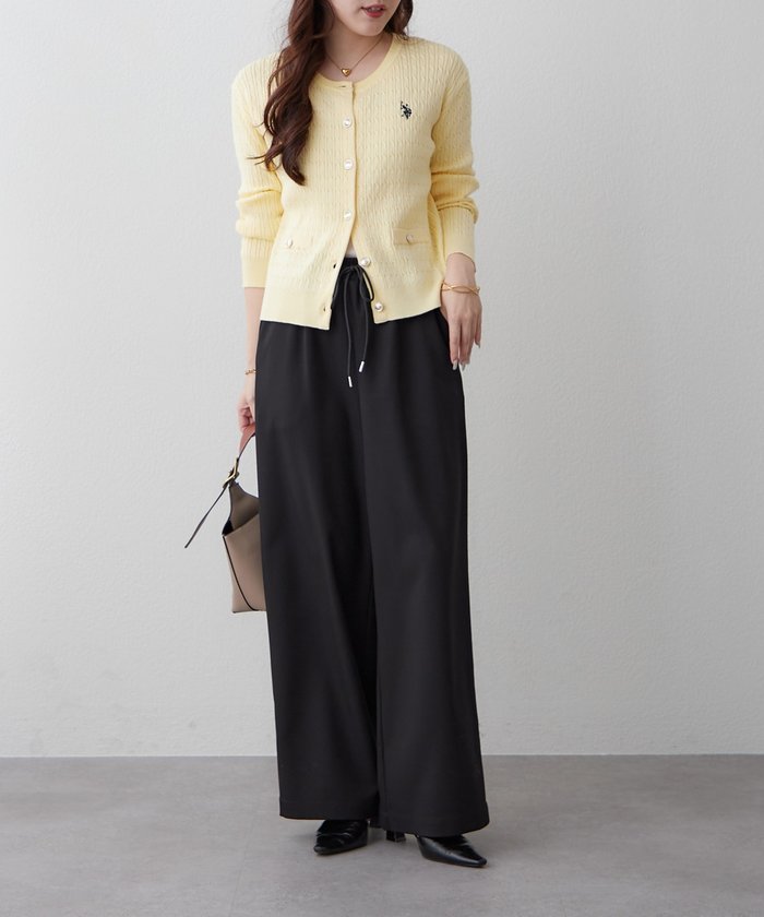 ナイスクラップ NICE CLAUP らくちんな着心地、リラックスイージーワイドパンツ （GY） GY