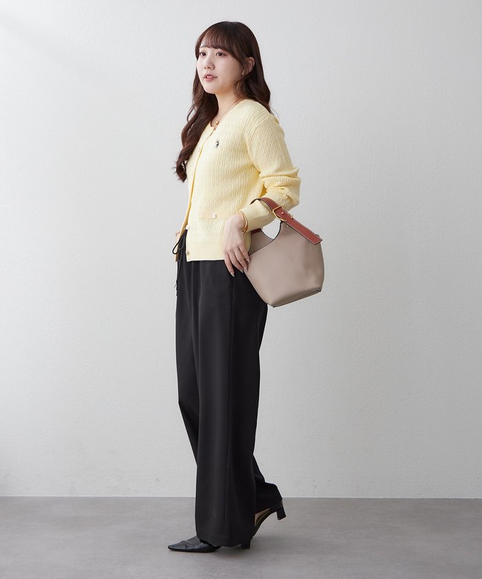 ナイスクラップ NICE CLAUP らくちんな着心地、リラックスイージーワイドパンツ （GY） GY